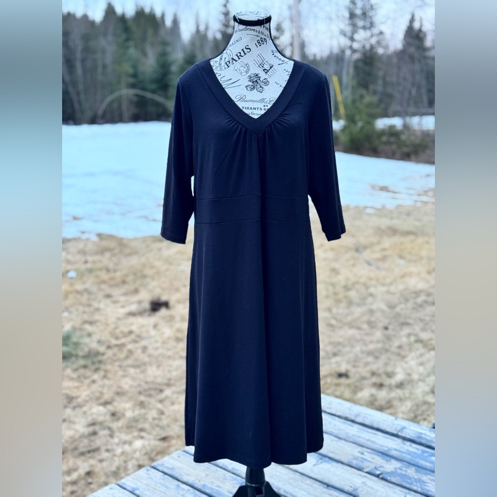 Eddie Bauer Black V-Neck Long Sleeve Dress